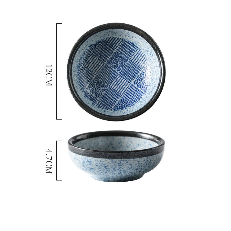 Rice bowl with traditional Japanese pattern "Seigaiha"