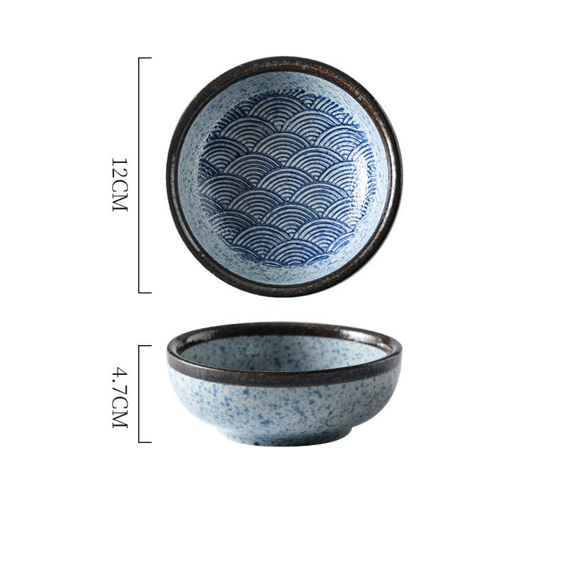 Rice bowl with traditional Japanese pattern "Seigaiha"