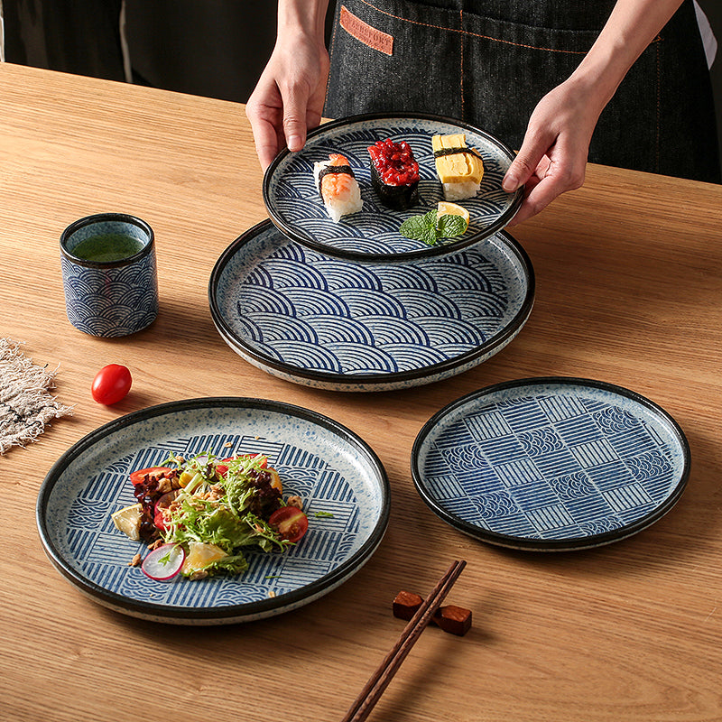 Japanese ceramic plate "Seigaiha"