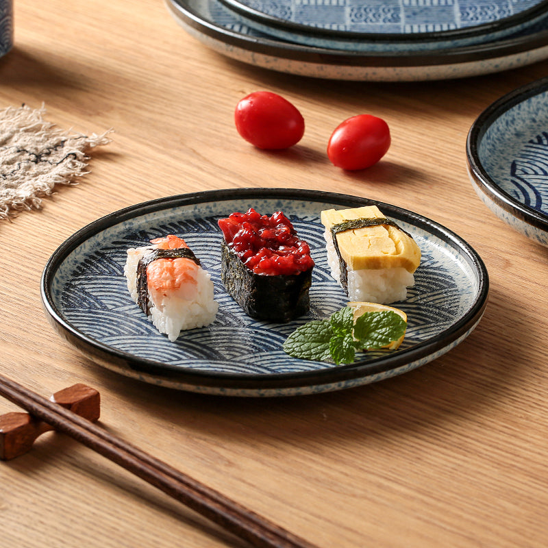 Japanese ceramic plate "Seigaiha"