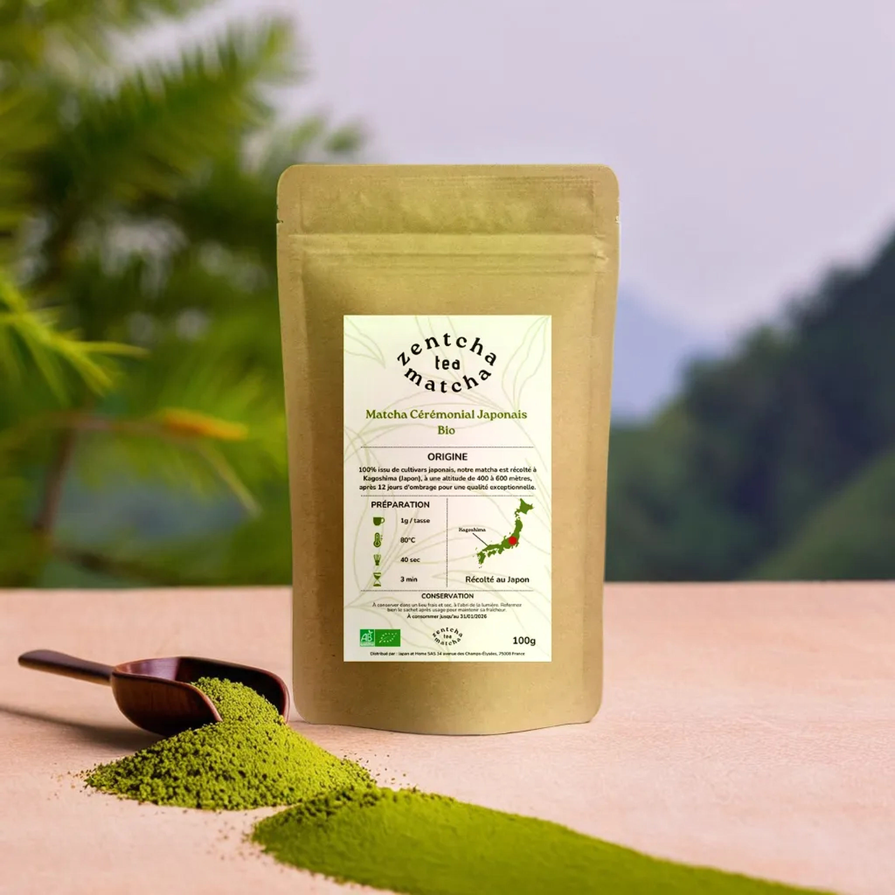 Organic Japanese Ceremonial Matcha 100g - harvested and ground in Kagoshima (Japan) | NEW