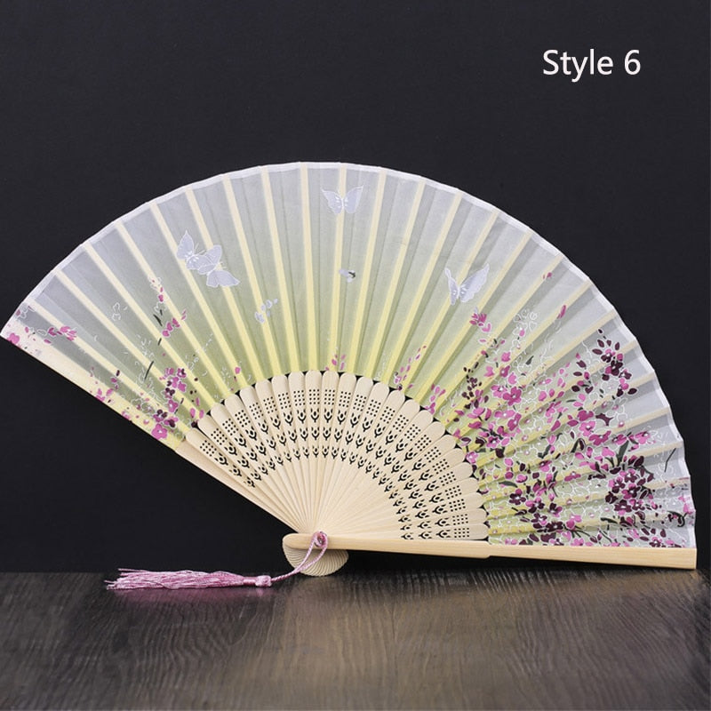 Japanese bamboo and satin fan (14 colors)