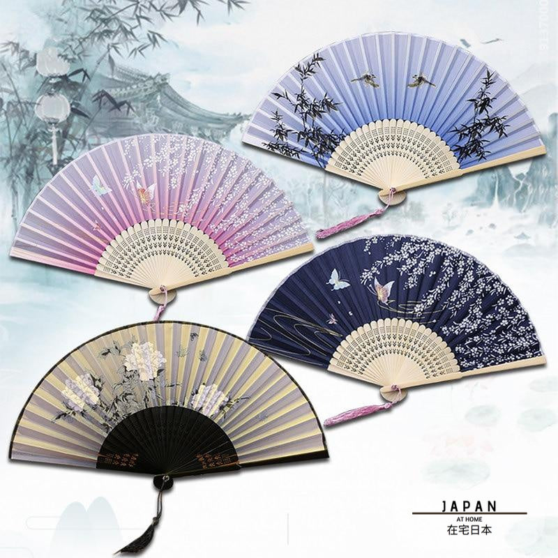 Japanese bamboo and satin fan (14 colors)