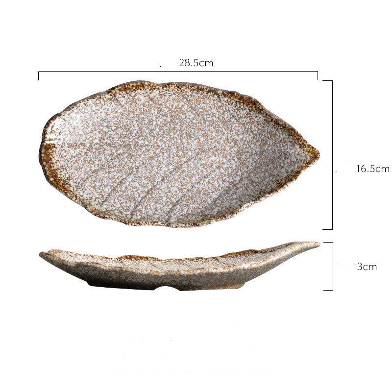 "Tsujita" ceramic leaf plate