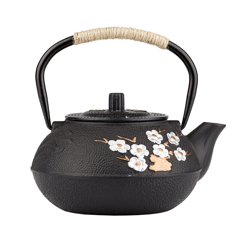 Japanese iron teapot with flower pattern "Tokuda"