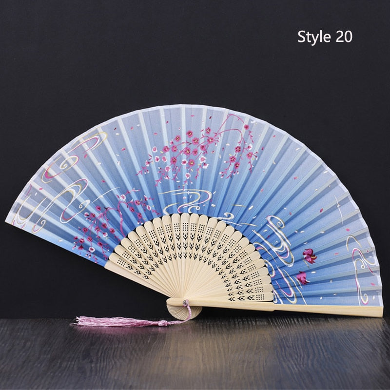 Japanese bamboo and satin fan (14 colors)