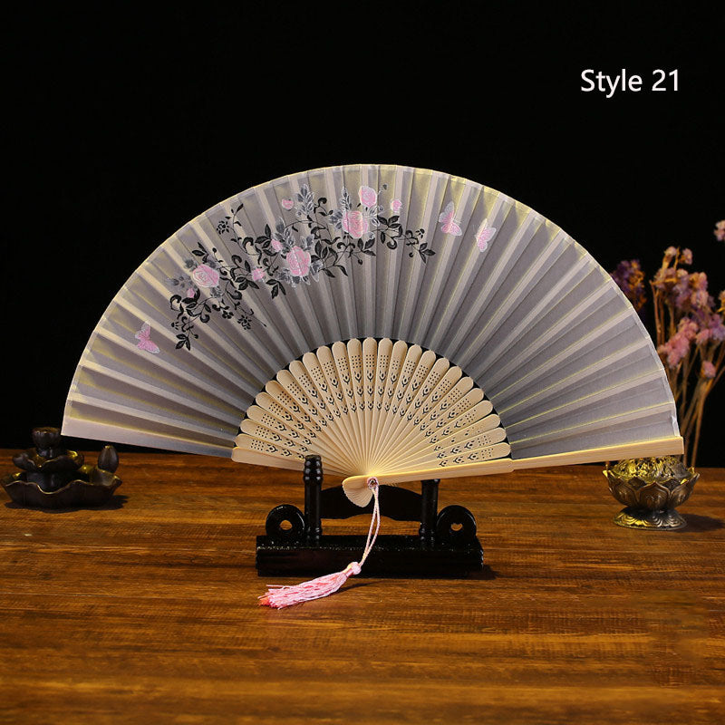 Japanese bamboo and satin fan (14 colors)