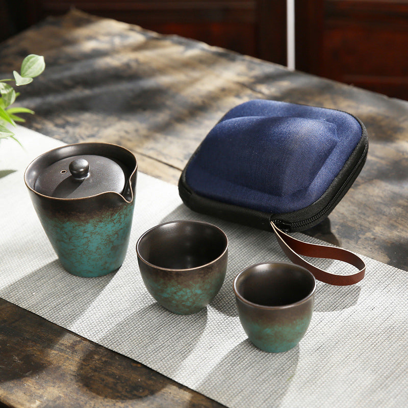 Japanese portable ceramic tea set "Suou"