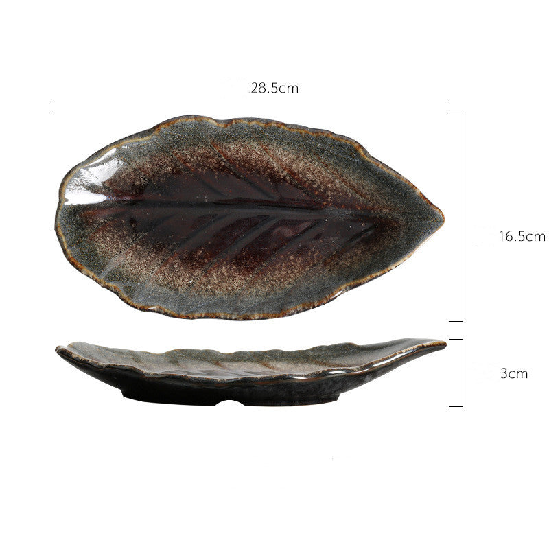 "Tsujita" ceramic leaf plate