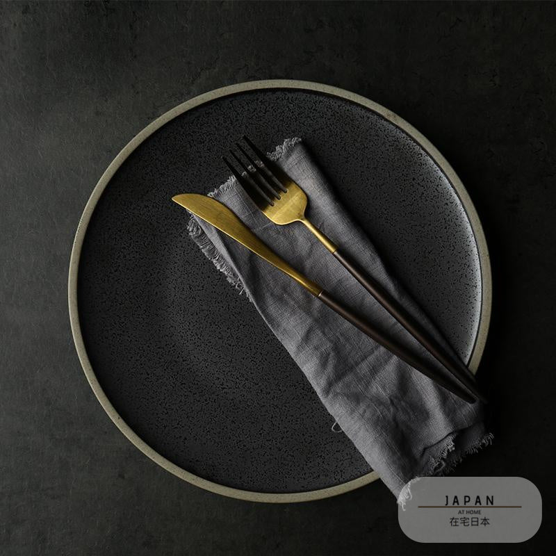 “Inoue” black glazed stoneware plate