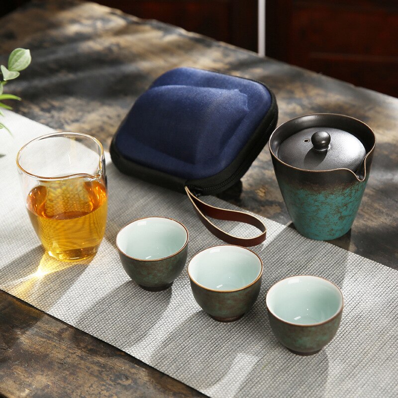 Japanese portable ceramic tea set "Suou" 