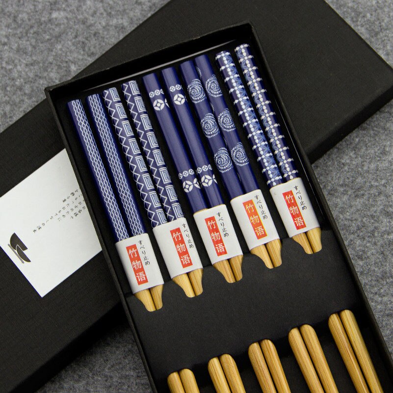 Coffret de baguettes « Kyōto » en bois laqué