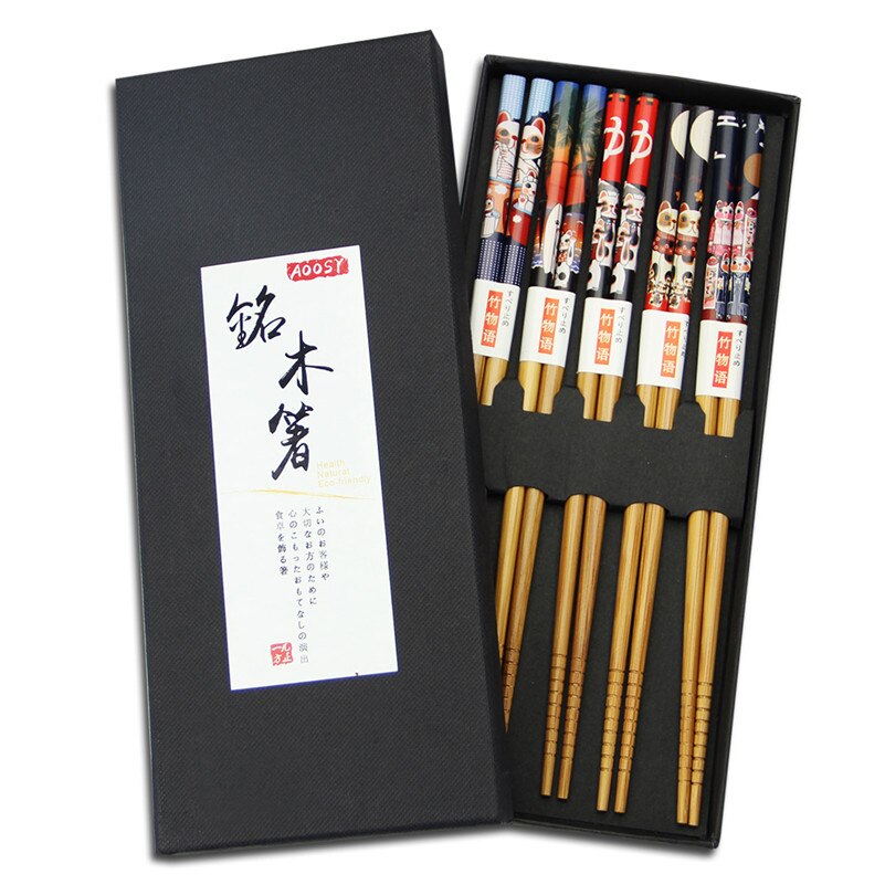 Coffret de baguettes « Kyōto » en bois laqué