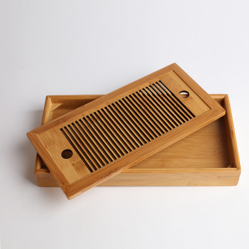 Traditional tea tray in natural bamboo