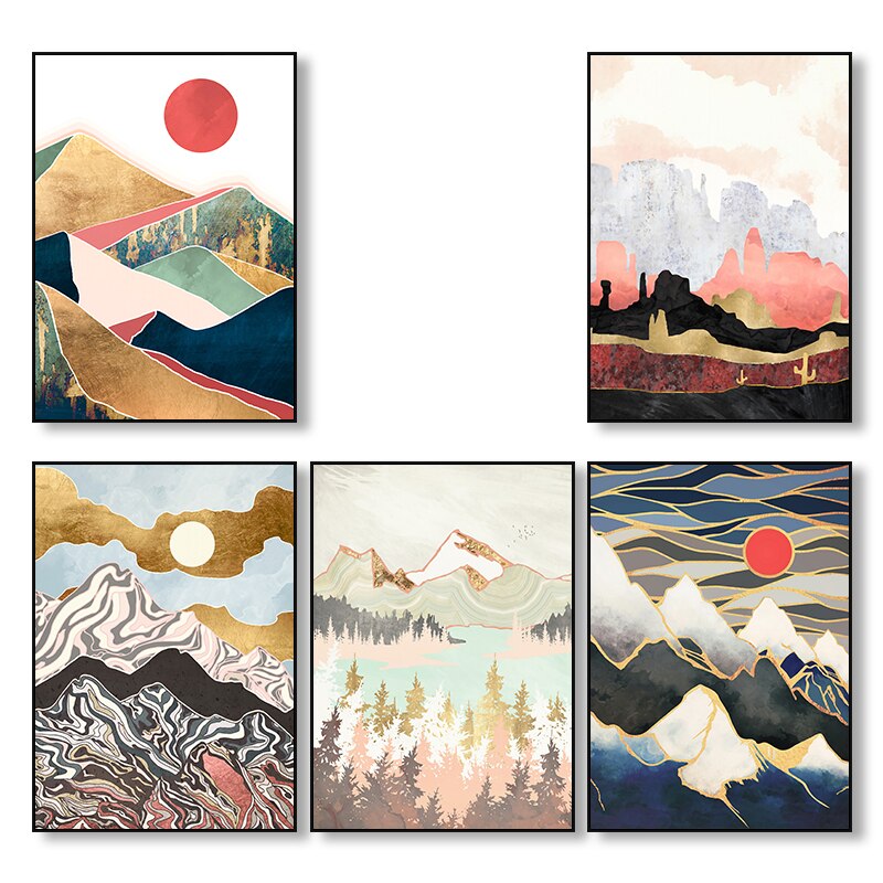 NEW || Japanese poster - Abstract landscape, "Golden Forest"