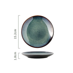 Japanese blue ceramic plate "Mihara"