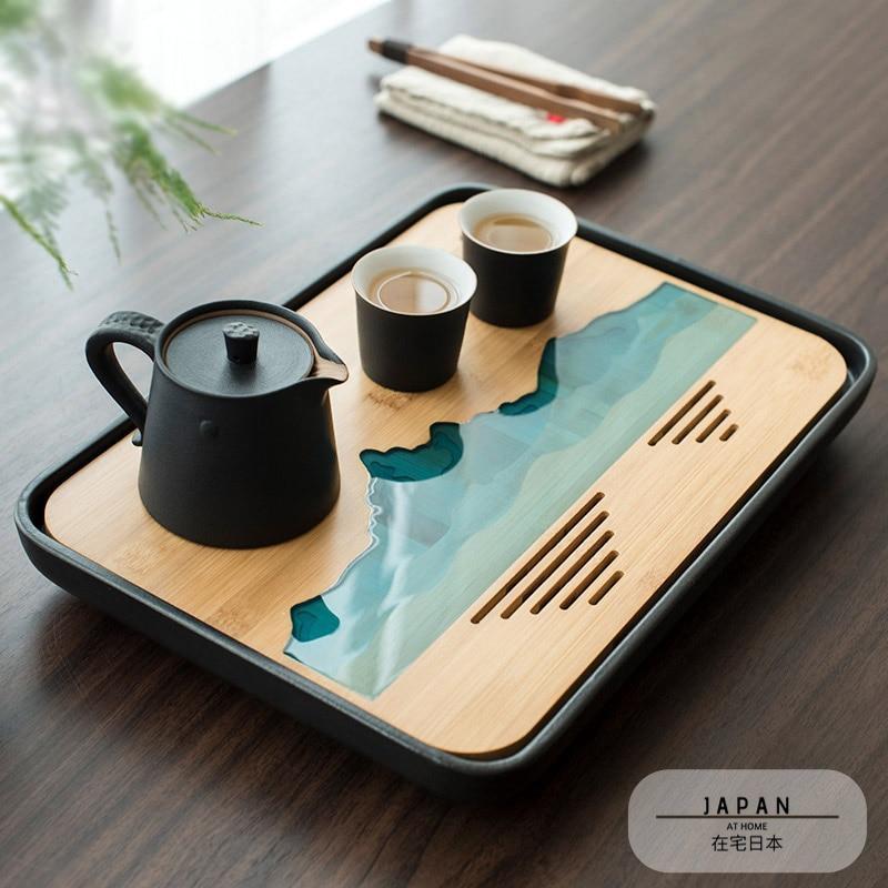 "Mountain" Natural Bamboo Tea Tray