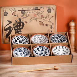 Set of 6 "Tama" hand-painted bowls