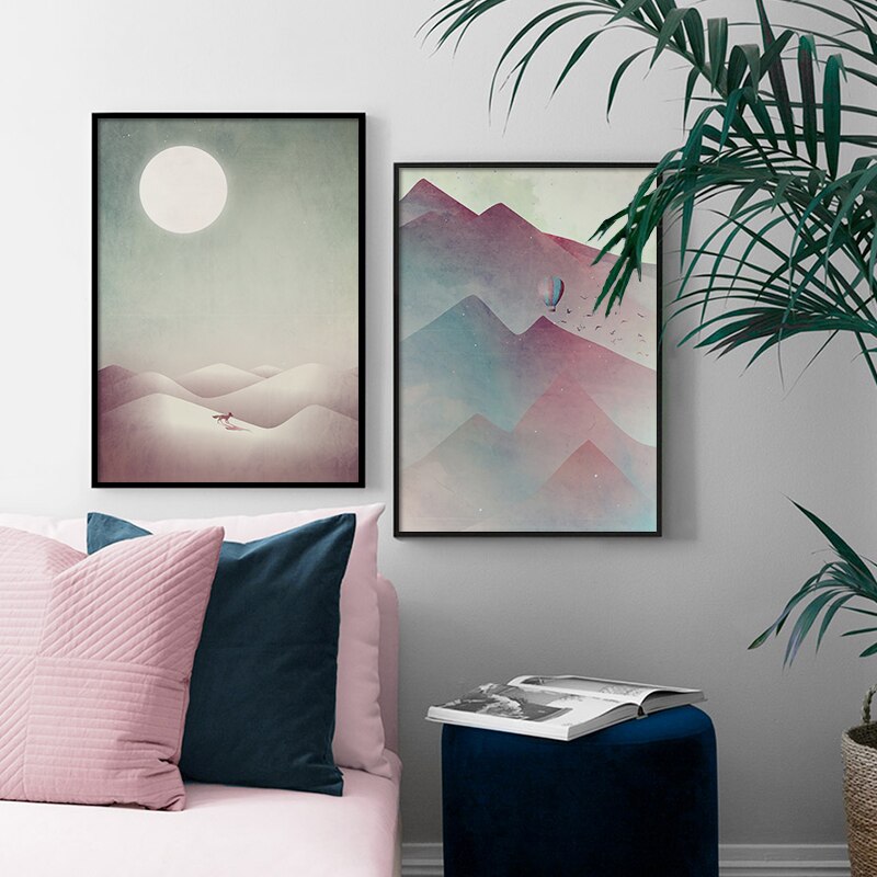 Japanese poster - Abstract landscape, "Moon on the mountain"