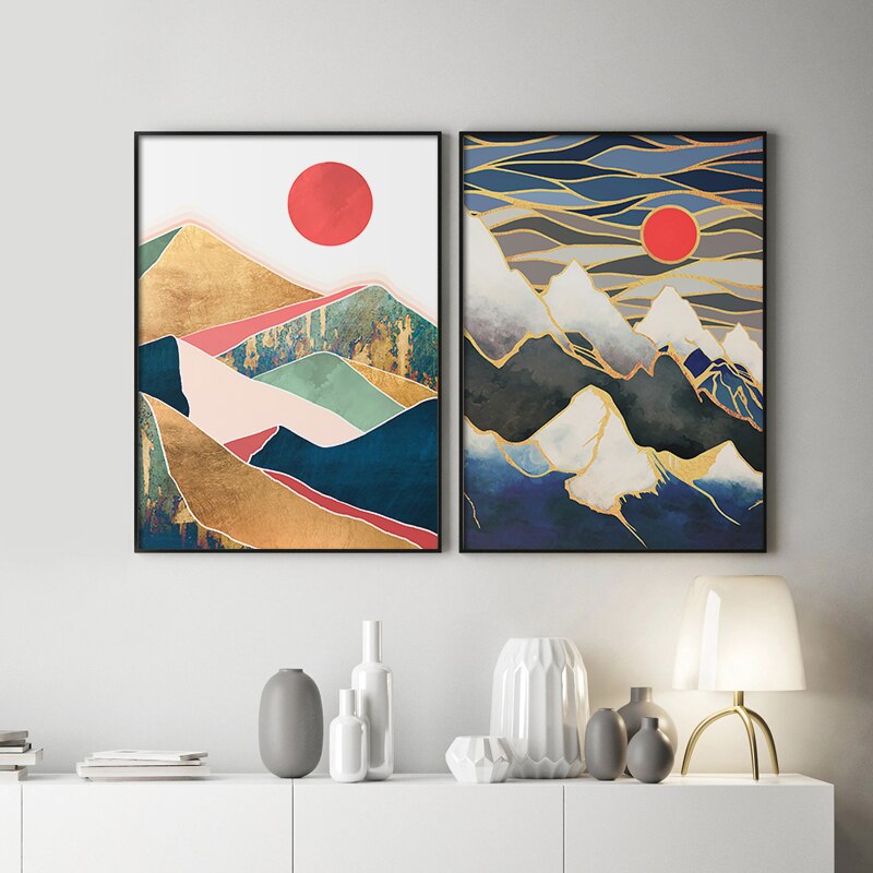 Japanese Poster - Abstract Landscape, "Golden Forest"