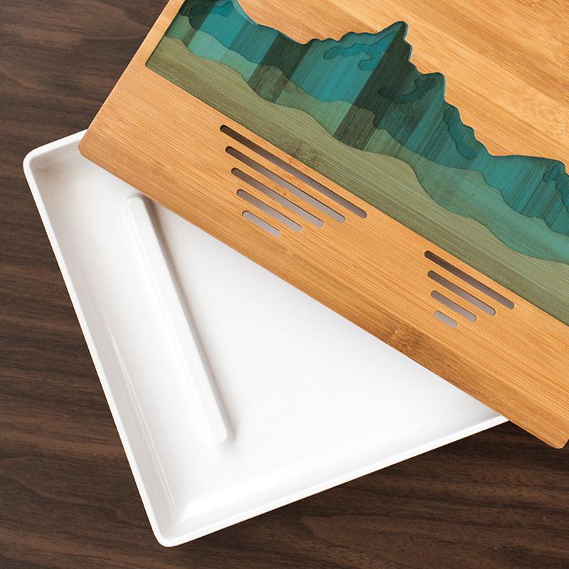 "Mountain" Natural Bamboo Tea Tray