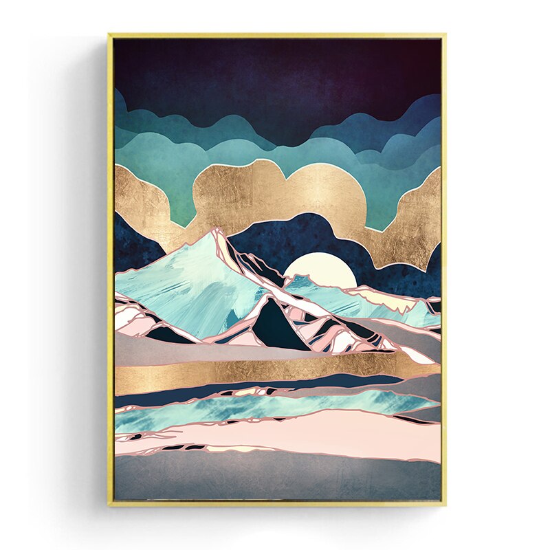 Japanese poster, abstract landscape - "Diamond Mountain"