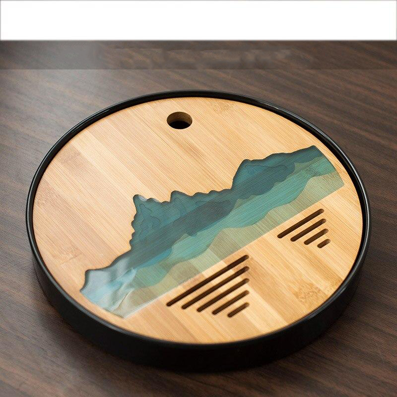 "Mountain" Natural Bamboo Tea Tray