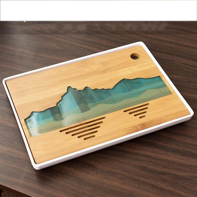 "Mountain" Natural Bamboo Tea Tray