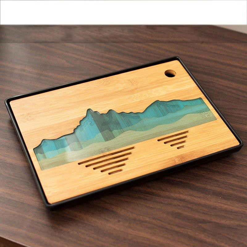 "Mountain" Natural Bamboo Tea Tray